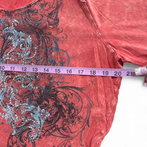 Y2k Early 2000’s Orange Quarter Sleeve Top - Picture 3 of 5